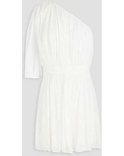 Ba&sh One-shoulder Plissé Georgette Mini Dress - White
