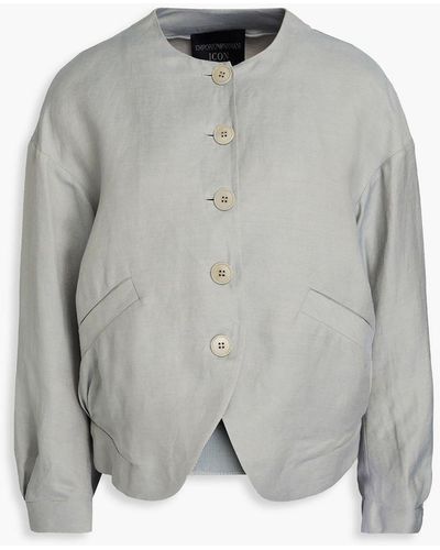 Emporio Armani Jacke aus jacquard aus einer leinenmischung - Grau