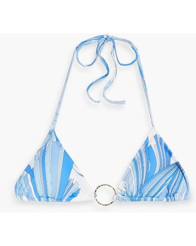 Melissa Odabash Miami Printed Triangle Bikini Top - Blue