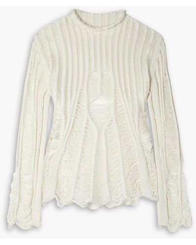 Dion Lee Helix Distressed Cotton Sweater - White