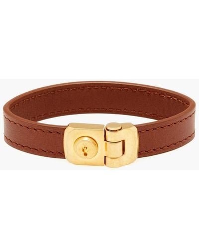 Dunhill Leather And Gold-tone Bracelet - Brown