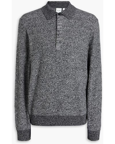 Paul Smith Ribbed Merino Wool Polo Sweater - Grey