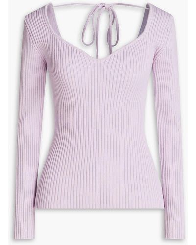 Olivia Rubin Tie-back Ribbed Cotton-blend Top - Pink