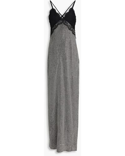 Christopher Kane Lace-paneled Embellished Tulle Gown - Grey