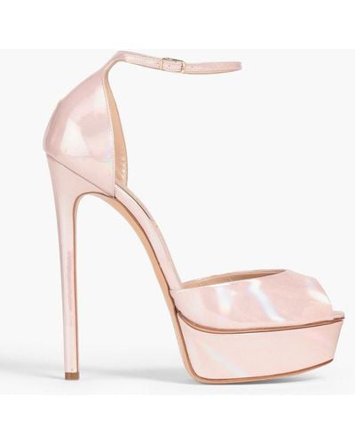 Casadei Iridescent Faux Patent-leather Platform Sandals - Pink