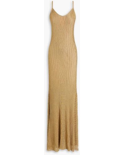 Victoria Beckham Ribbed-knit Maxi Dress - Natural