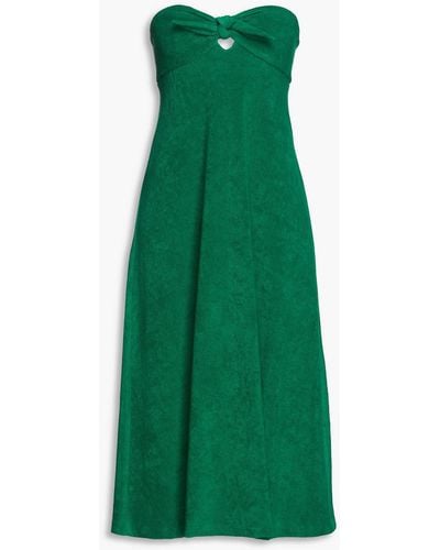 Zimmermann Strapless Cutout Cotton-blend Terry Midi Dress - Green