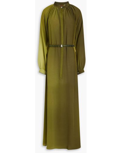 F.R.S For Restless Sleepers Arione Silk Crepe De Chine Maxi Dress - Green
