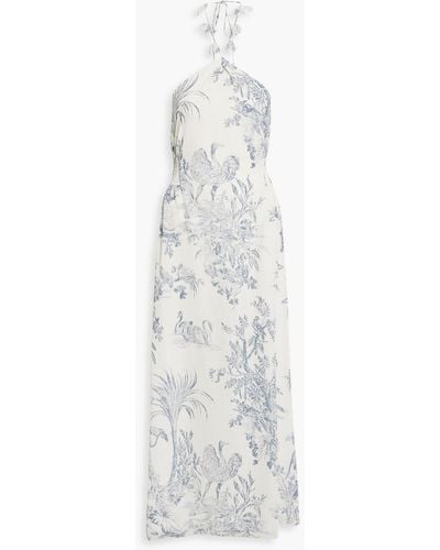 Sachin & Babi Tessa Printed Chiffon Halterneck Maxi Dress - White