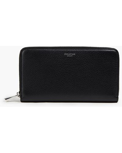 Serapian Pebbled-leather Continental Wallet - Black