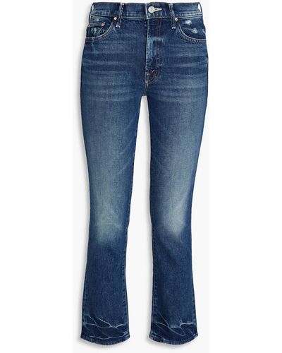Mother Insider halbhohe cropped kick-flare-jeans in distressed-optik - Blau