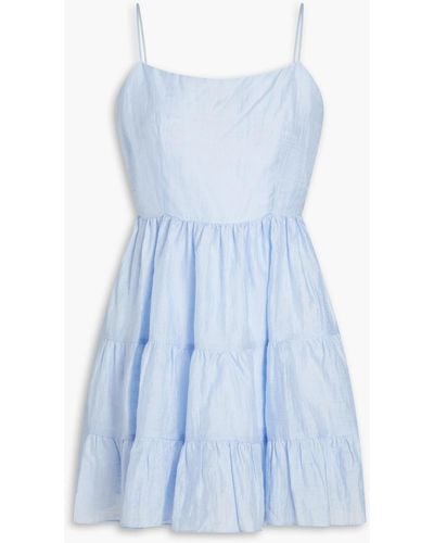 Sandro Kersten Tiered Linen-blend Mini Dress - Blue