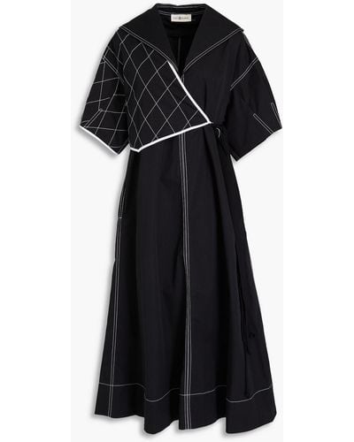 Tory Burch Panelled Cotton-poplin Midi Dress - Black