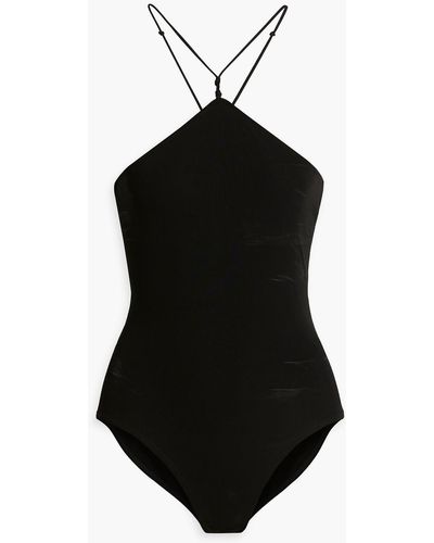 FRAME Knotted Stretch-jersey Bodysuit - Black