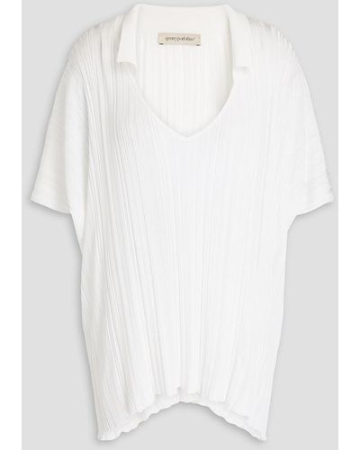 Gentry Portofino Ribbed-knit Polo Shirt - White