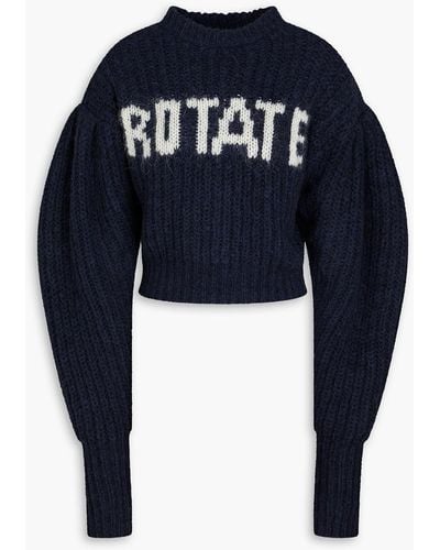 ROTATE BIRGER CHRISTENSEN Adley Ribbed Intarsia Wool-blend Sweater - Blue