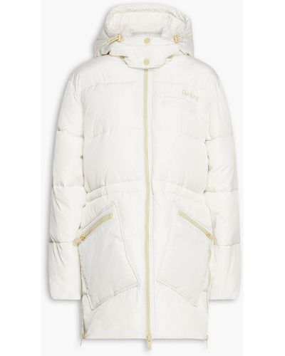Ganni Quilted Shell Hooded Coat - White