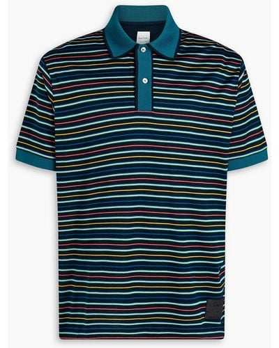 Paul Smith Striped Cotton-jersey Polo Shirt - Blue