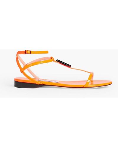 Jimmy Choo Alodie Embellished Patent-leather Sandals - Orange