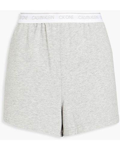 Calvin Klein Mélange French Cotton-blend Terry Pyjama Shorts - Grey