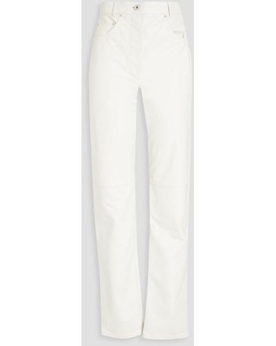 Ferragamo Leather Straight-leg Trousers - White