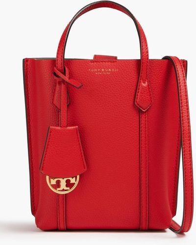 Tory Burch Perry Mini Pebbled-leather Tote - Red