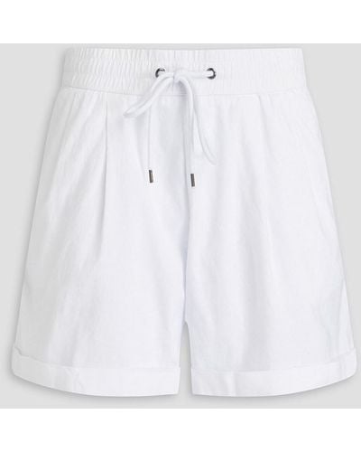 James Perse Pleated Linen-blend Shorts - White