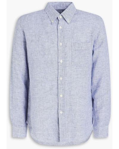 120% Lino Slub Linen Shirt - Blue