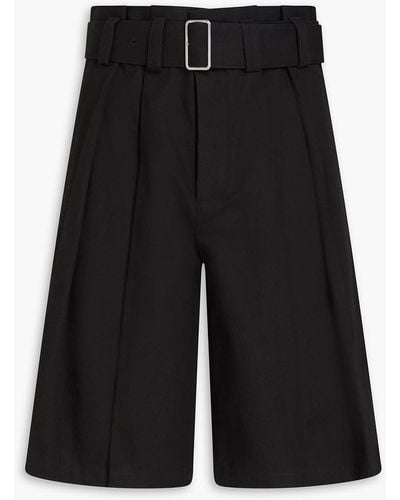 Jil Sander Pleated Cotton-canvas Shorts - Black