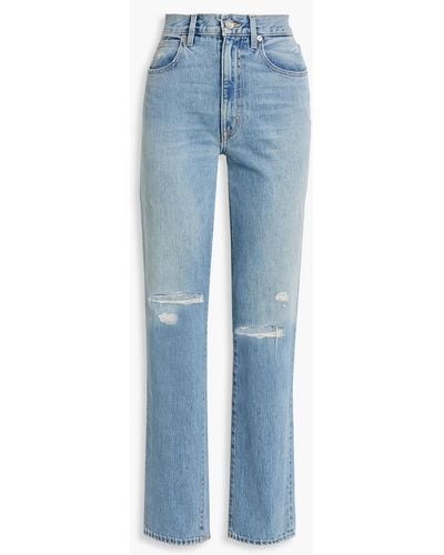SLVRLAKE Denim Sierra Distressed High-rise Straight-leg Jeans - Blue