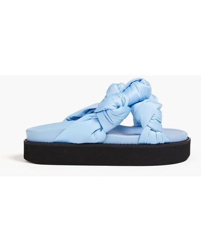 Ganni Knotted Satin Platform Sandals - Blue