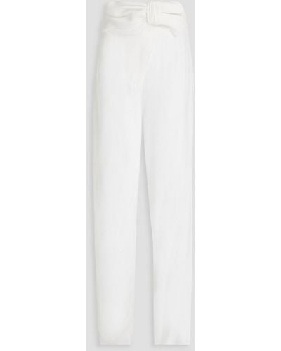 Emporio Armani Ruched Satin-crepe Straight-leg Trousers - White