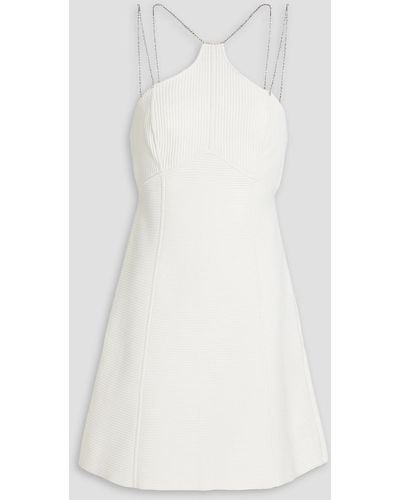 Hervé Léger Crystal-embellished Ribbed-knit Mini Dress - White