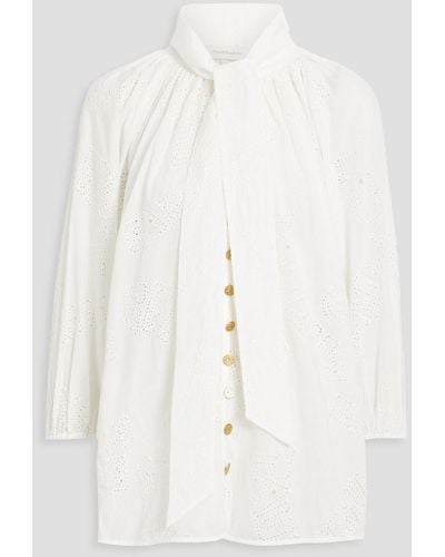 Zimmermann Bluse aus baumwolle mit lochstickerei und bindedetail - Weiß