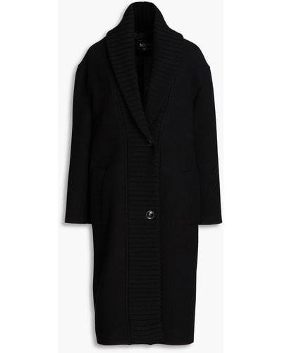 Boutique Moschino Ribbed-knit Brushed-felt Wool-blend Coat - Black