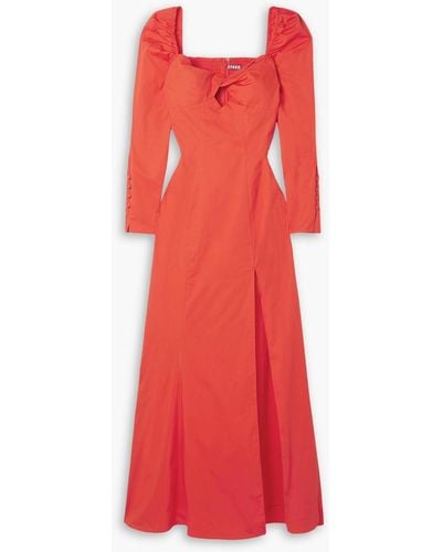 STAUD Josephine Twisted Cotton-blend Poplin Maxi Dress - Red