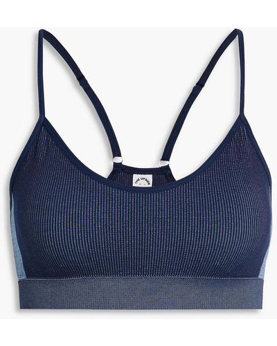 The Upside Zahra Color-block Ribbed-knit Sports Bra - Blue