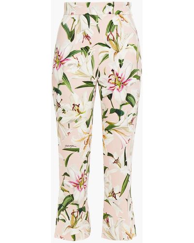 Dolce & Gabbana Floral-print Crepe Kick-flare Trousers - White