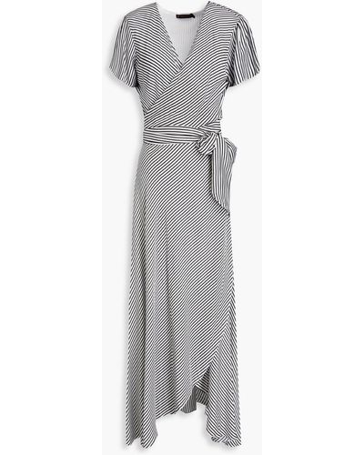 ViX Wrap-effect Striped Woven Midi Dress - Grey
