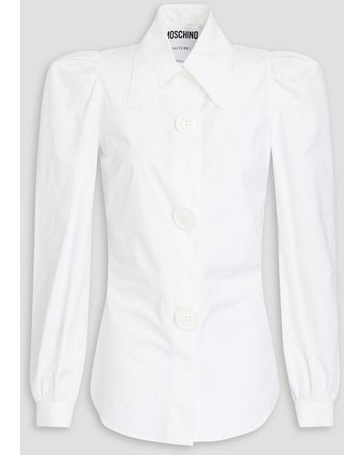 Moschino Gerafftes hemd aus popeline aus einer baumwollmischung - Weiß
