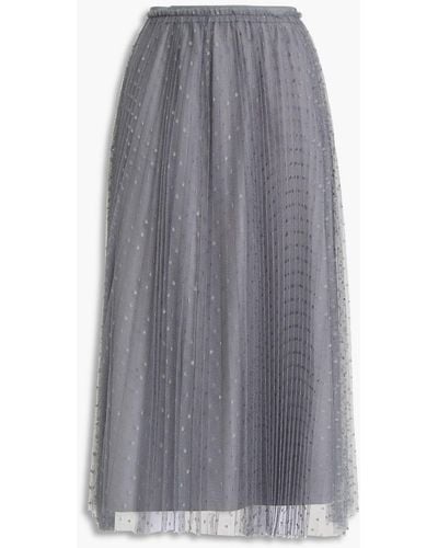 RED Valentino Pleated Point D'esprit Midi Skirt - Gray