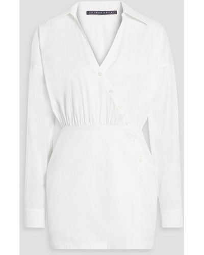 Zeynep Arcay Asymmetric Cotton-blend Poplin Mini Shirt Dress - White