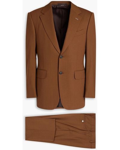 Dunhill Slim-fit Grain De Poudre Wool Suit - Brown