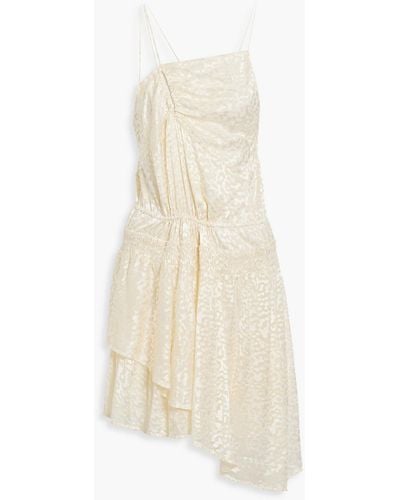 IRO Leodie Asymmetric Cutout Fil Coupé Chiffon Dress - White