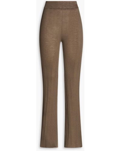 REMAIN Birger Christensen Ribbed Merino Wool Flared Trousers - Natural