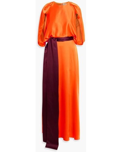ROKSANDA Milena Cape-effect Silk-satin Gown - Orange