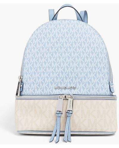 MICHAEL Michael Kors Color-block Logo-print Faux Textured-leather Backpack - Blue