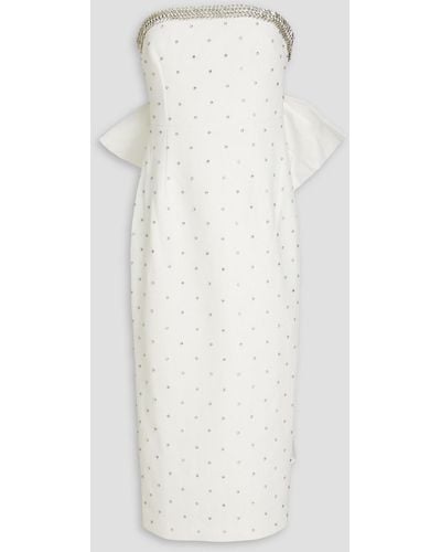 Rebecca Vallance Alpine Strapless Embellished Crepe Midi Dress - White