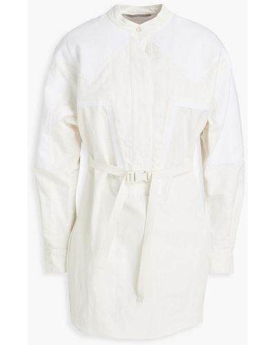 Stella McCartney Minikleid aus jacquard mit twill-einsätzen und gürtel - Weiß