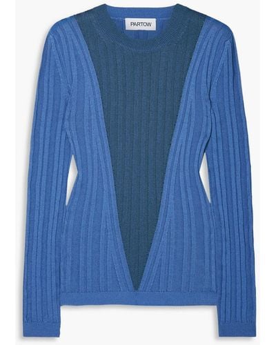 Partow Kira Ribbed Cotton-blend Sweater - Blue